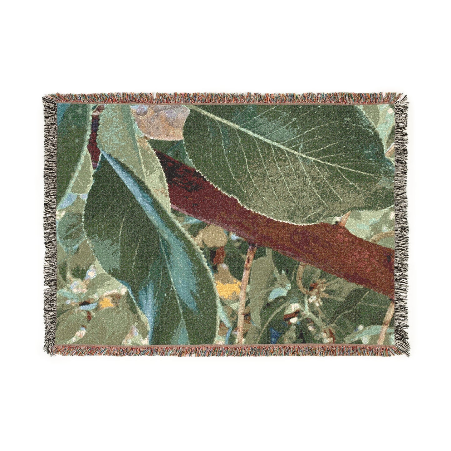 Pacific Madrone Leaves (Arbutus menziesii) - Woven Cotton Blanket
