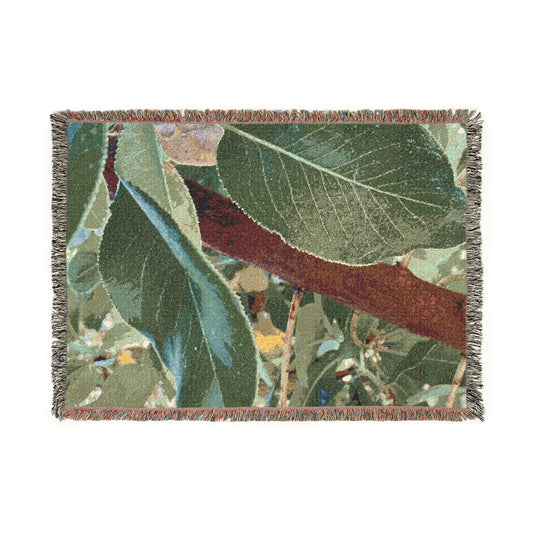 Pacific Madrone Leaves (Arbutus menziesii) - Woven Cotton Blanket