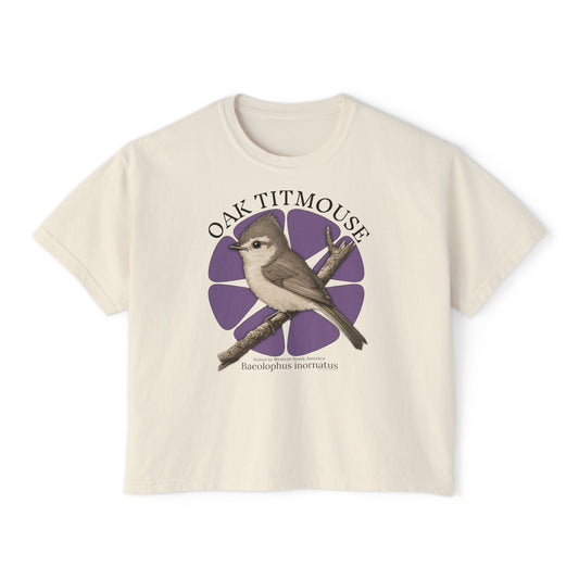 Oak Titmouse (Baeolophus inornatus) - Cropped Boxy T-Shirt