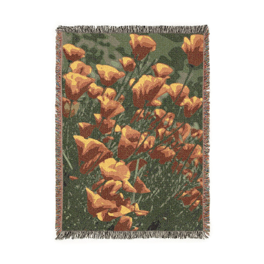 California Poppy (Eschscholzia californica) - Woven Cotton Blanket