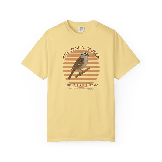 White Crowned Sparrow (Zonotrichia leucophrys) - Garment Dyed Soft T-Shirt