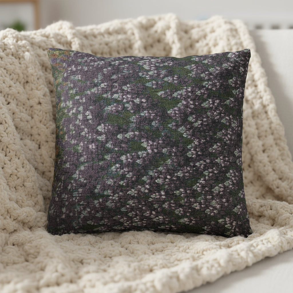 Floral patterned pillow on a white background