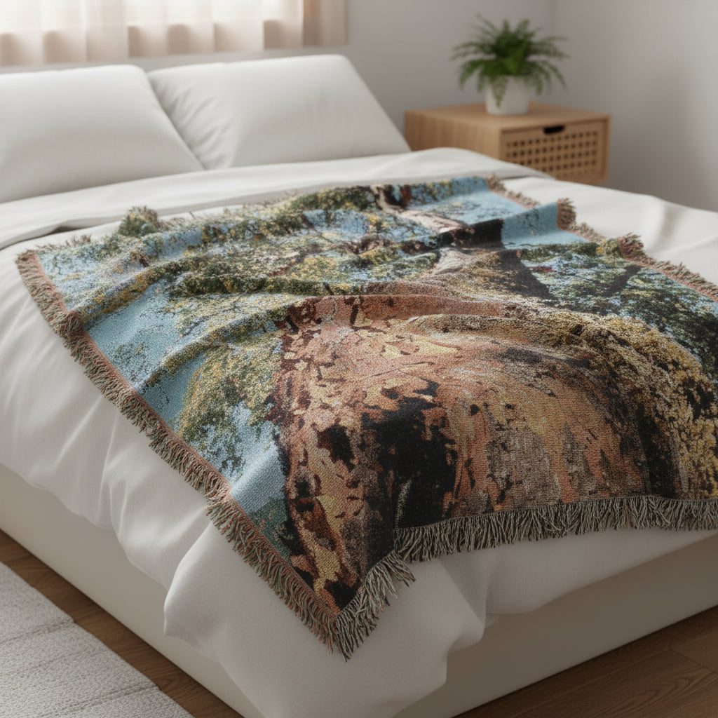 Pacific Madrone (Arbutus menziesii) - Woven Cotton Blanket