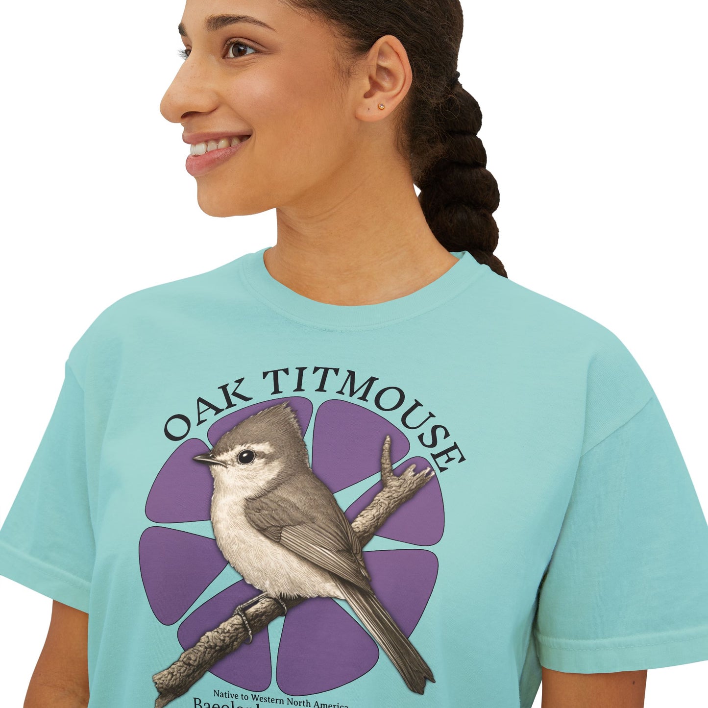 Oak Titmouse (Baeolophus inornatus) - Cropped Boxy T-Shirt