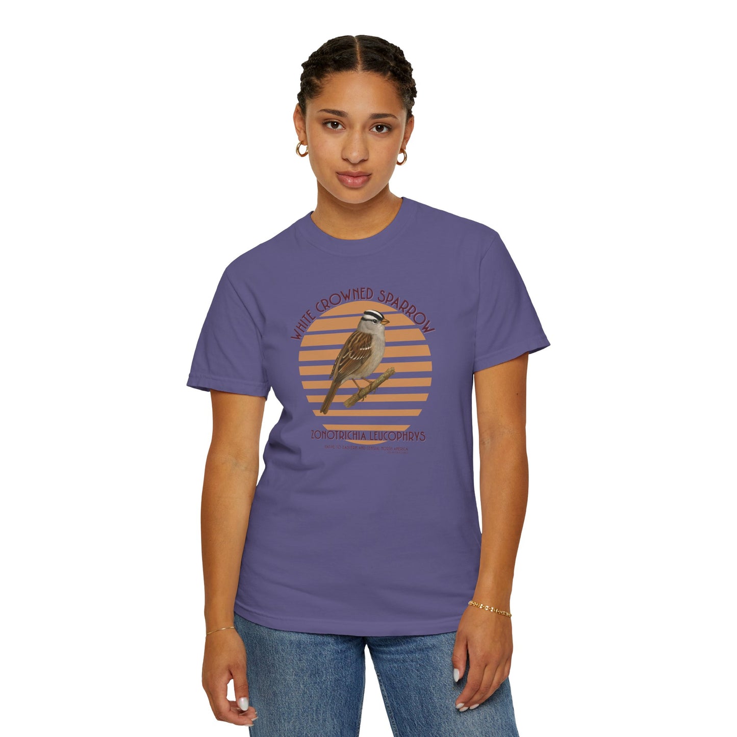 White Crowned Sparrow (Zonotrichia leucophrys) - Garment Dyed Soft T-Shirt