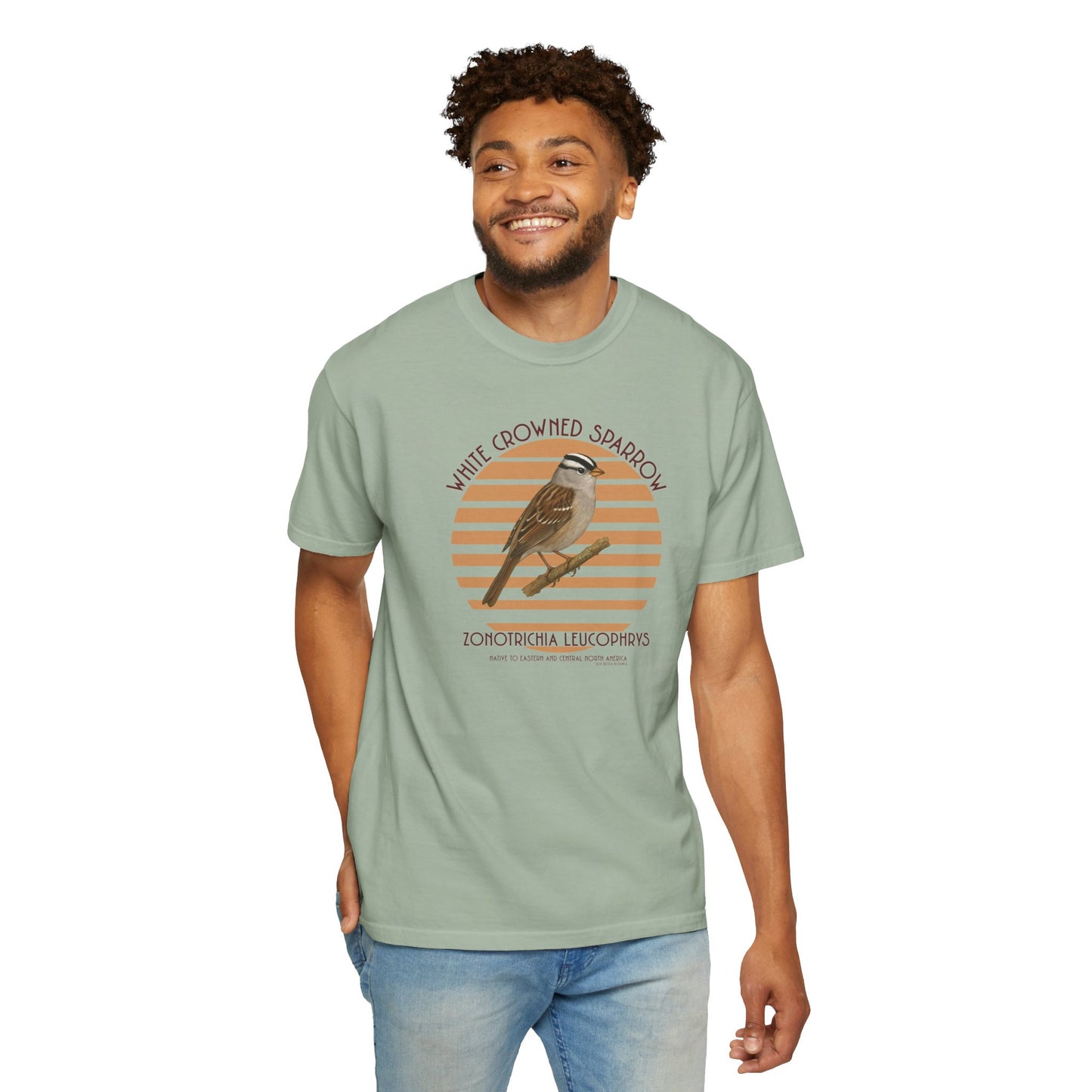 White Crowned Sparrow (Zonotrichia leucophrys) - Garment Dyed Soft T-Shirt