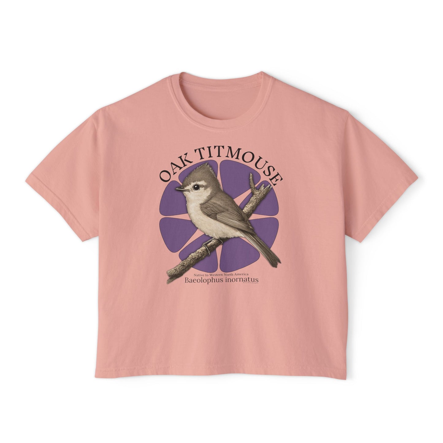 Oak Titmouse (Baeolophus inornatus) - Cropped Boxy T-Shirt