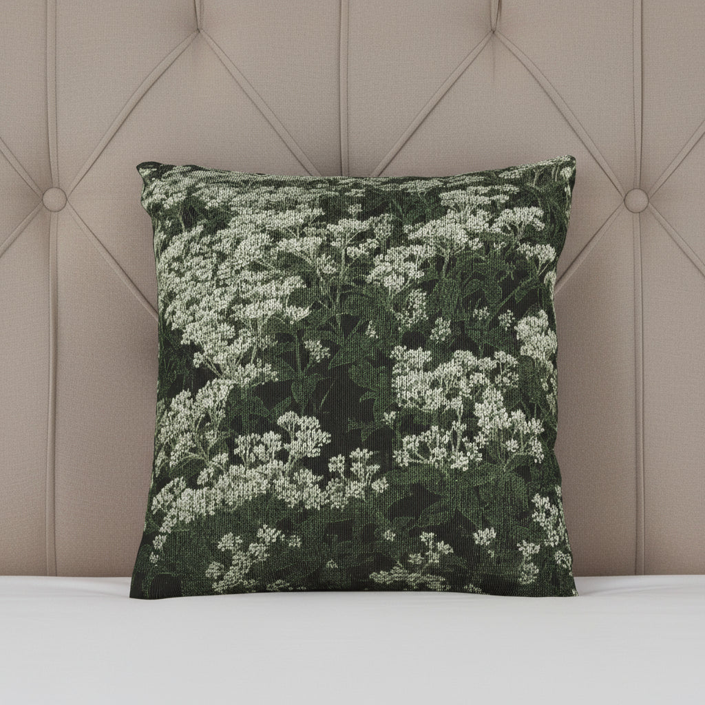 Floral patterned pillow on a white background