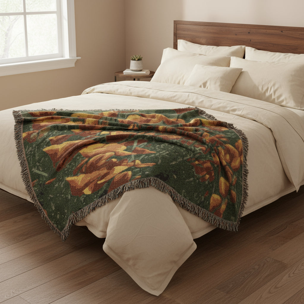 California Poppy (Eschscholzia californica) - Woven Cotton Blanket