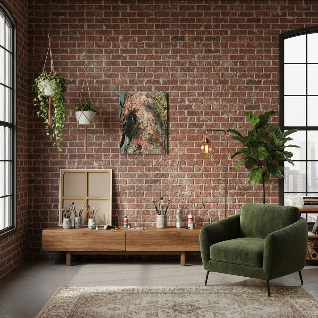 Art print of  a Close-up of a tree trunk with colorful bark texture. Size is 16 inches wide by 20 inches tall.