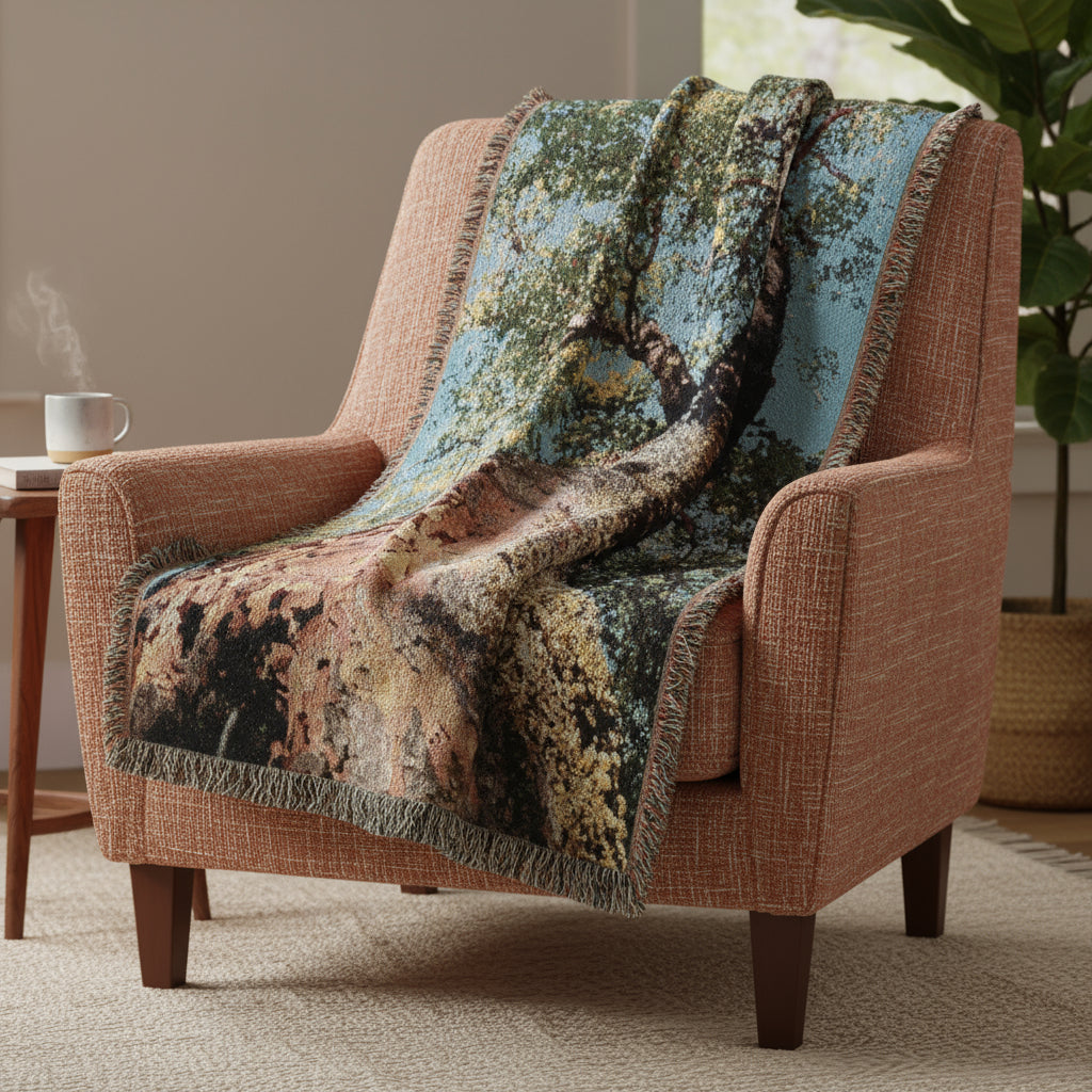 Pacific Madrone (Arbutus menziesii) - Woven Cotton Blanket